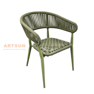 Rattan Armrest Garden Weaving Rope Chair for Outdoor Dining