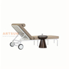 Swimming Poolside Adjustable Outdoor Chaise Lounge with Back Wheel