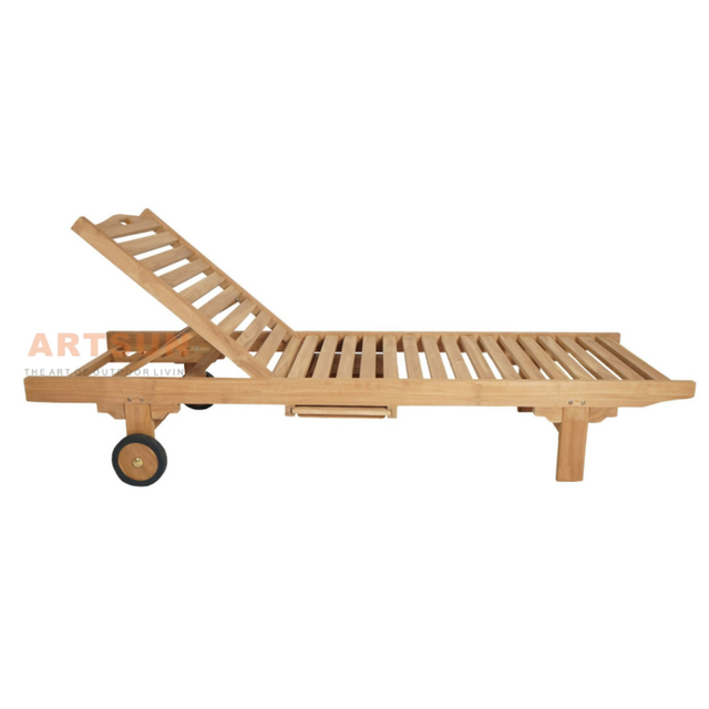Premium Grade Teak Wood Reclining Sun Lounger for Spa