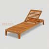Solid Teak Sun Lounger with Adjustable Backrest for Outdoor Use