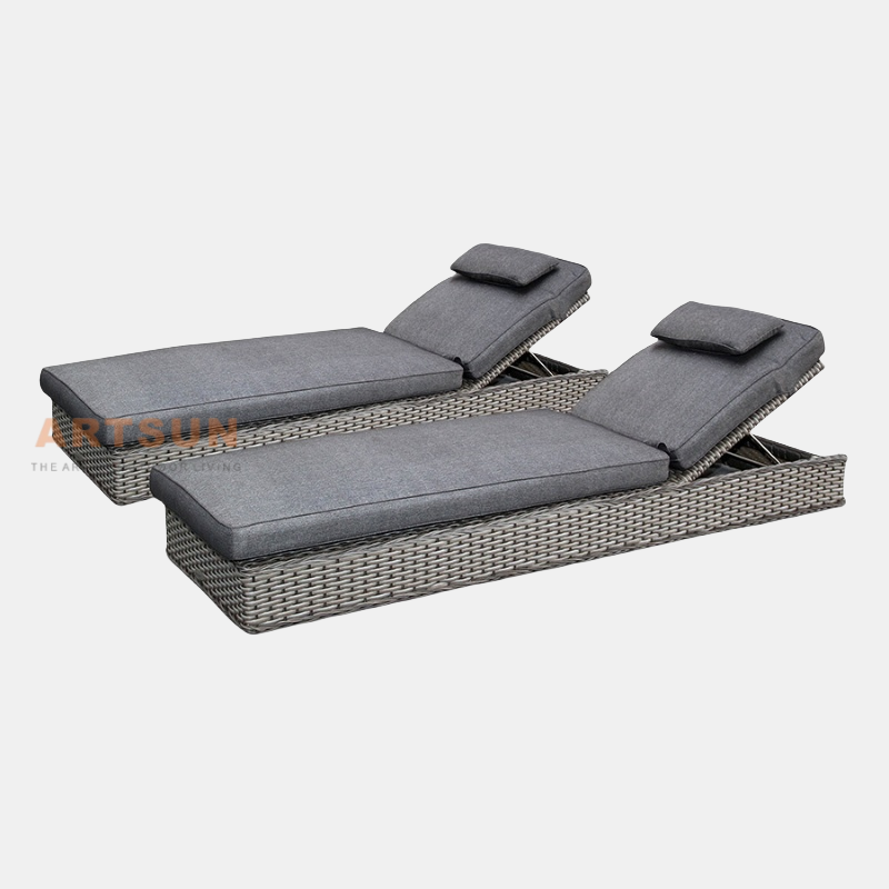  Reclining Synthetic Rattan Sun Lounger for Hotel Villa