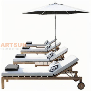 Premium Teak Wood Reclining Sun Lounger for Resort