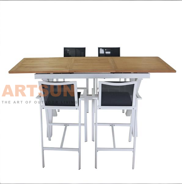 High Bar Extendable Table Set with Waterproof Teslin Fabric Backrest
