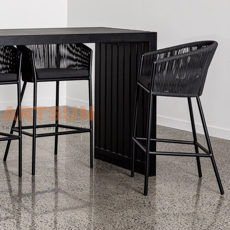 Durable Outdoor Rope Counter Chair with Weather-Resistant Frame