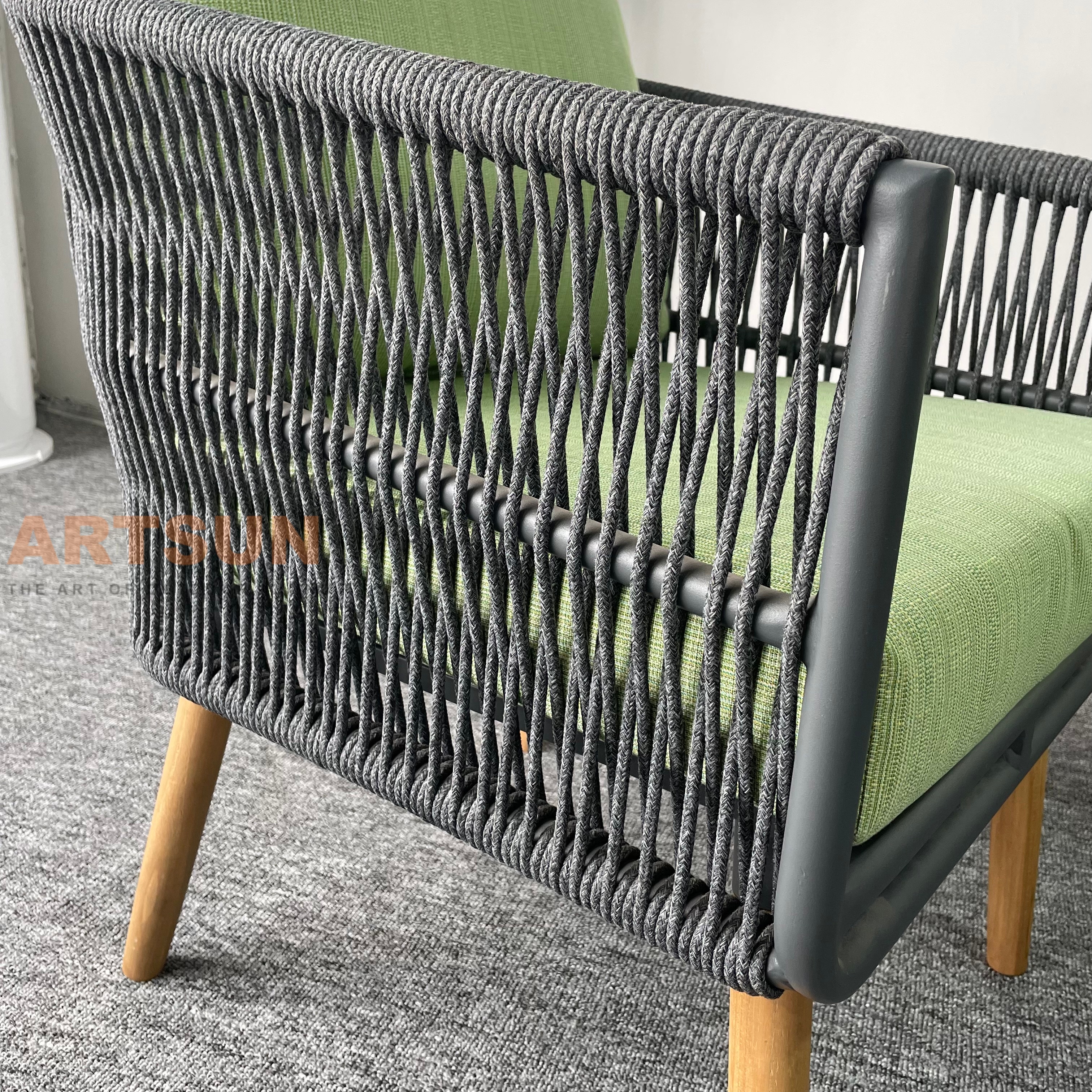 Most Popular Woven Rope Light Weight Garden Sofa for Outdoor Relaxing