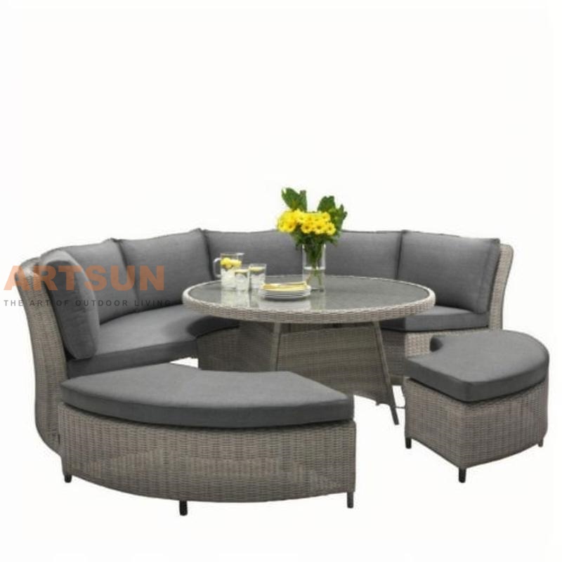 Circle Shape Rattan Wicker Garden Conversational Sofa Set for Outdoor