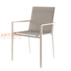 Outdoor Aluminum Chair with Teak Wood Accent Armrest