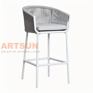 Luxury Outdoor Bar Chair with Handwoven Rope and Comfortable Seat
