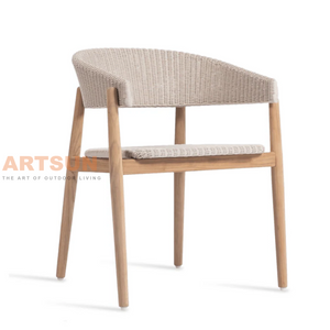 Hot Sale Teak Wood Dining Chair with Woven Rope Design for Hotel