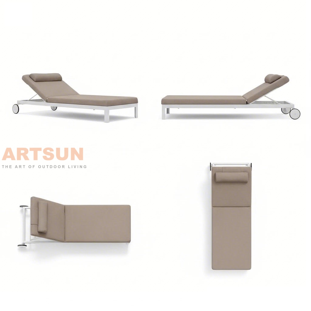 Luxury Aluminum Outdoor Sun Lounger with Cushion