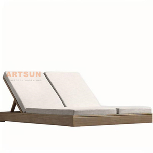 Wholesale Hotel Resort Beach Teak Wood Double Chaise Lounge