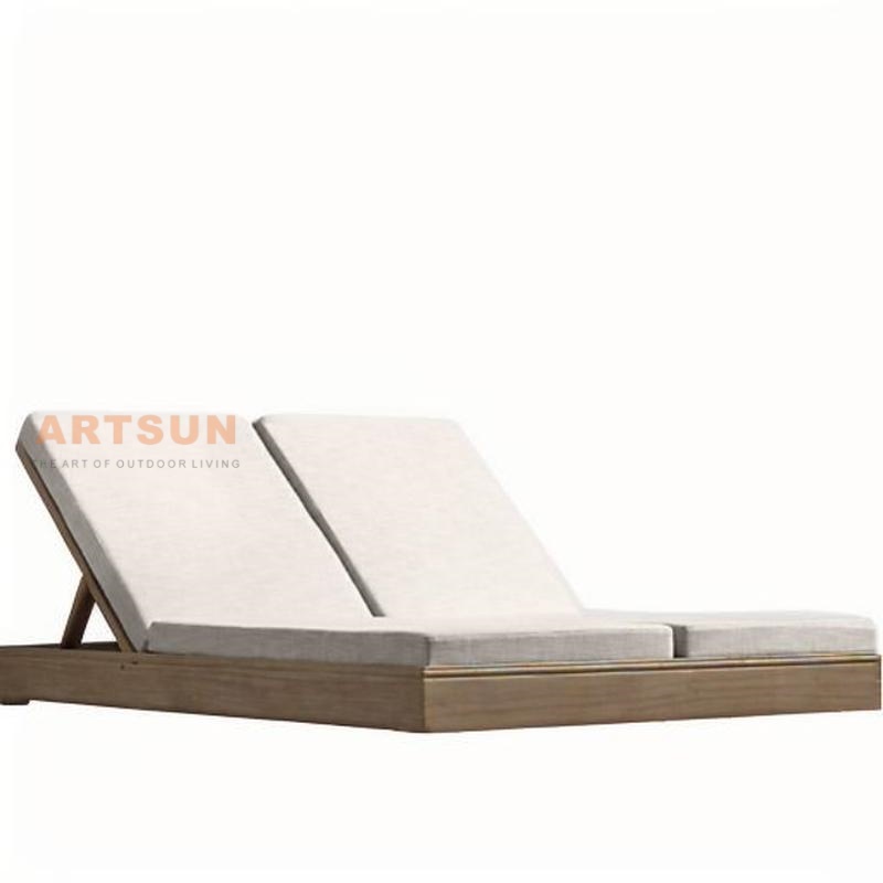 Wholesale Hotel Resort Beach Teak Wood Double Chaise Lounge