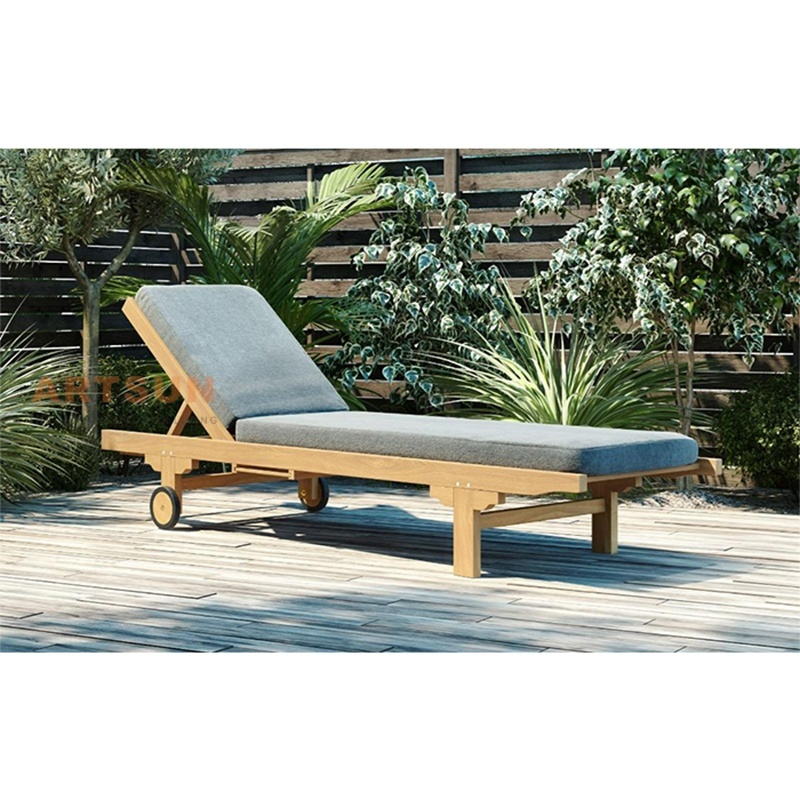 Premium Grade Teak Wood Reclining Sun Lounger for Spa