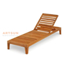 Solid Teak Sun Lounger with Adjustable Backrest for Outdoor Use