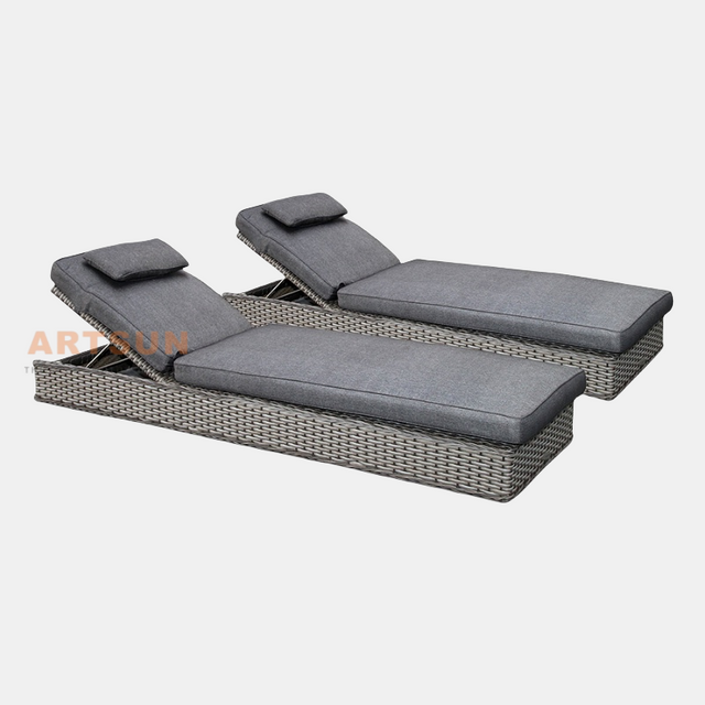  Reclining Synthetic Rattan Sun Lounger for Hotel Villa