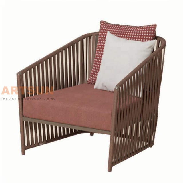 Outdoor Woven Synthetic Rope Sofa Chair for Modern Patio Balcony