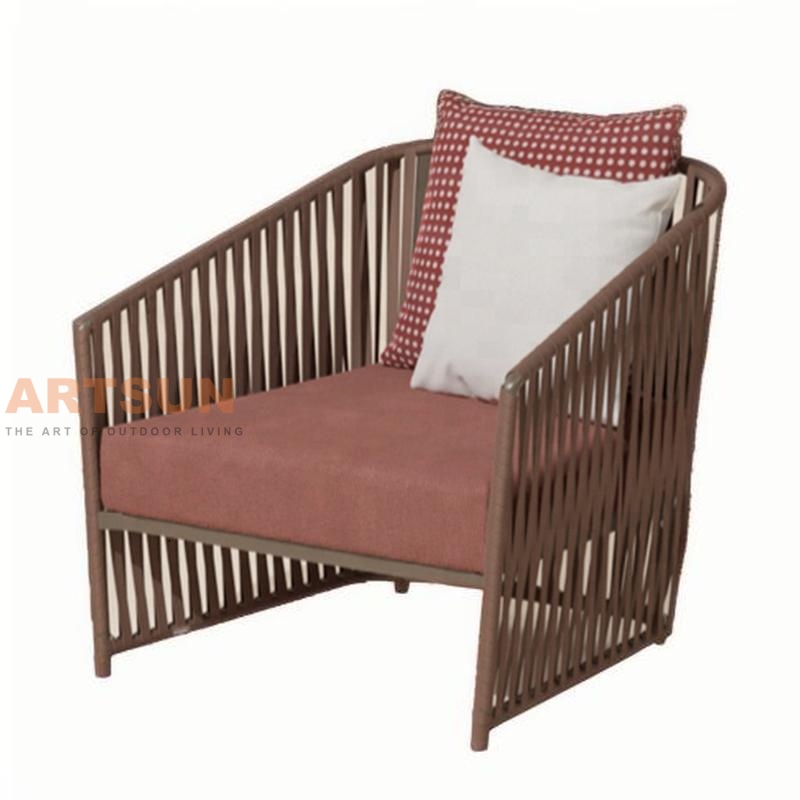Outdoor Woven Synthetic Rope Sofa Chair for Modern Patio Balcony