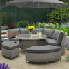 Circle Shape Rattan Wicker Garden Conversational Sofa Set for Outdoor
