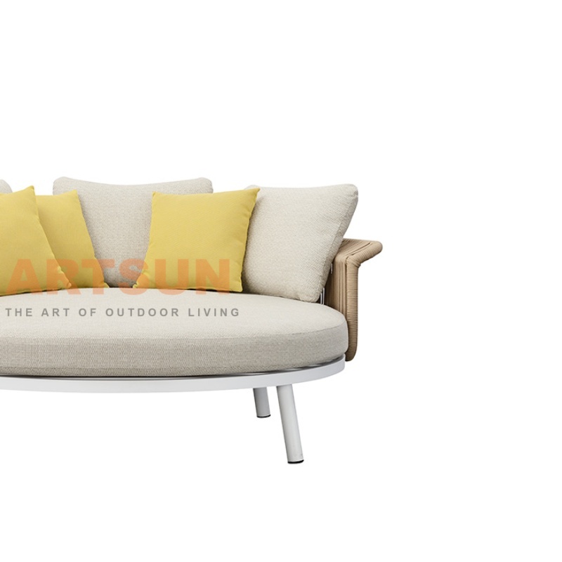 Luxury Round Outdoor Daybed with Handwoven Rope and Soft Cushions