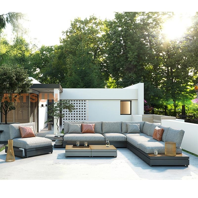  Luxury Patio Modern Aluminum Outdoor Sectional Sofa Set