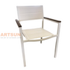 White Breathable Design Stackable Dining Chair for Poolside with Teslin Fabric