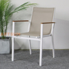 Outdoor Aluminum Chair with Teak Wood Accent Armrest