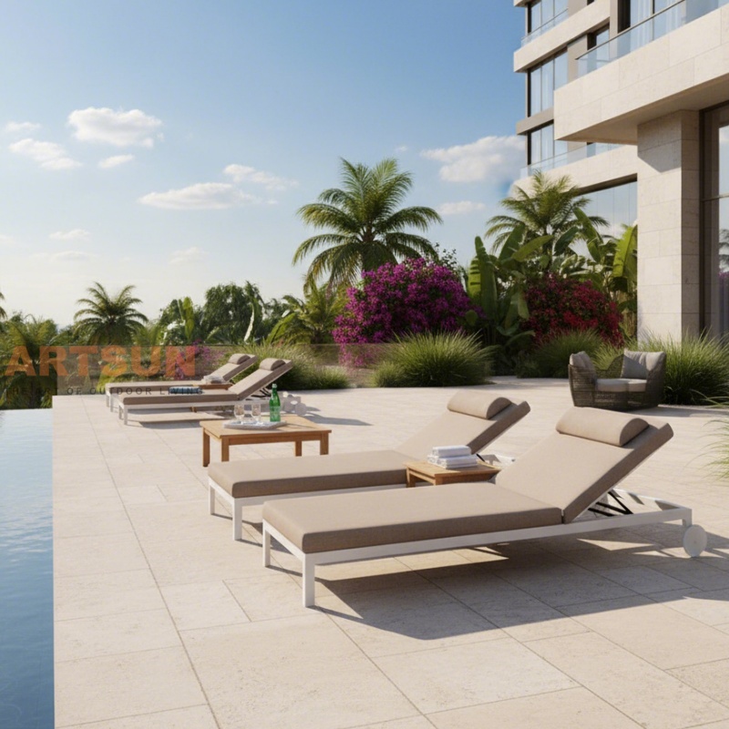 Luxury Aluminum Outdoor Sun Lounger with Cushion