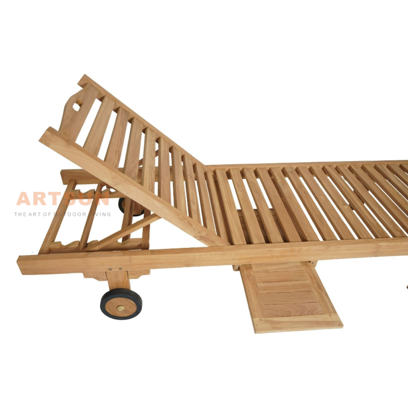 Premium Grade Teak Wood Reclining Sun Lounger for Spa