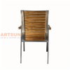 Stainless Steel Outdoor Dining Chair with Teak Wood