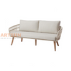 Woven Rope Outdoor Patio Sofa Set with Teak Wood Table