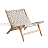 Outdoor Woven Rope Lounge Chair with Teak Wood Frame