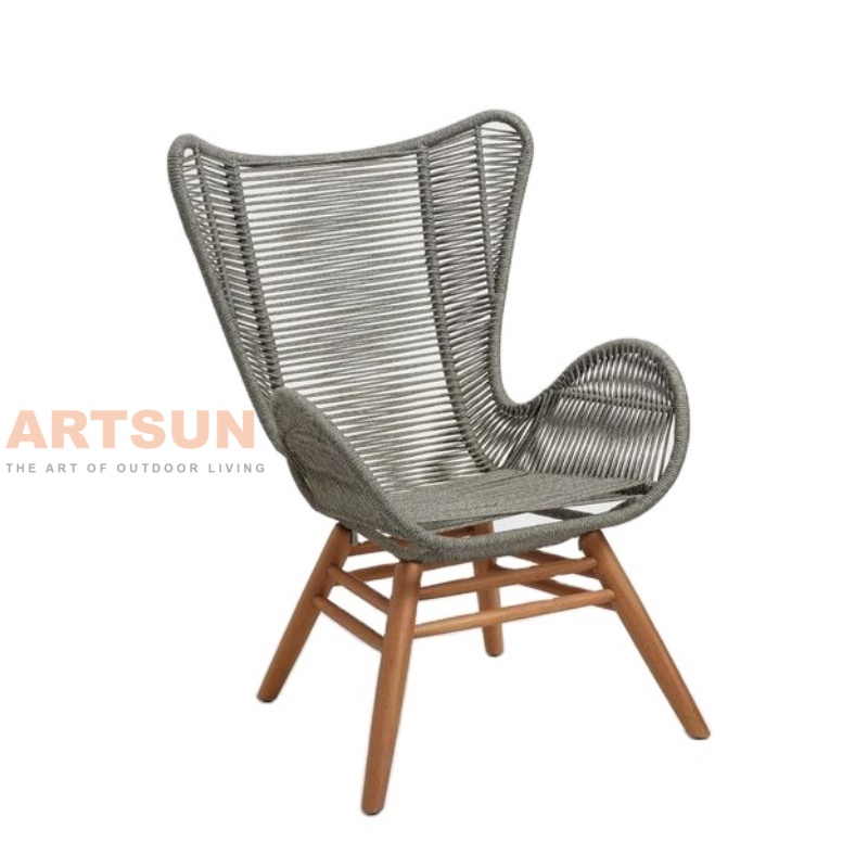 Wingback Rope Lounge Chair with Ottoman