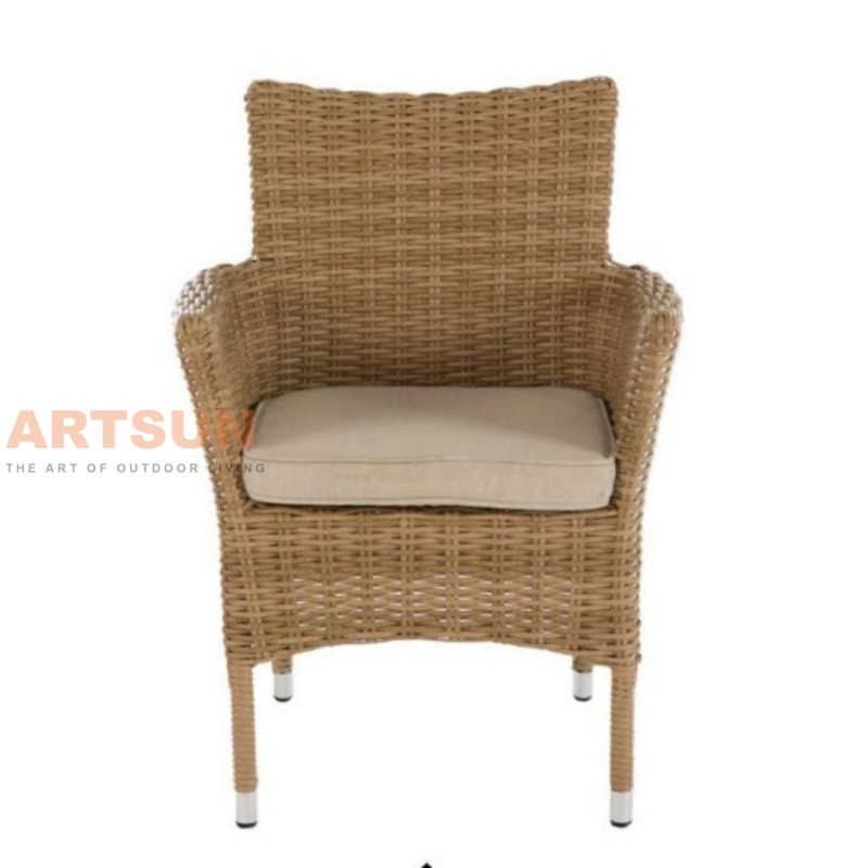 Durable Wicker Armchair with Cushion for Hotel and Resort Projects