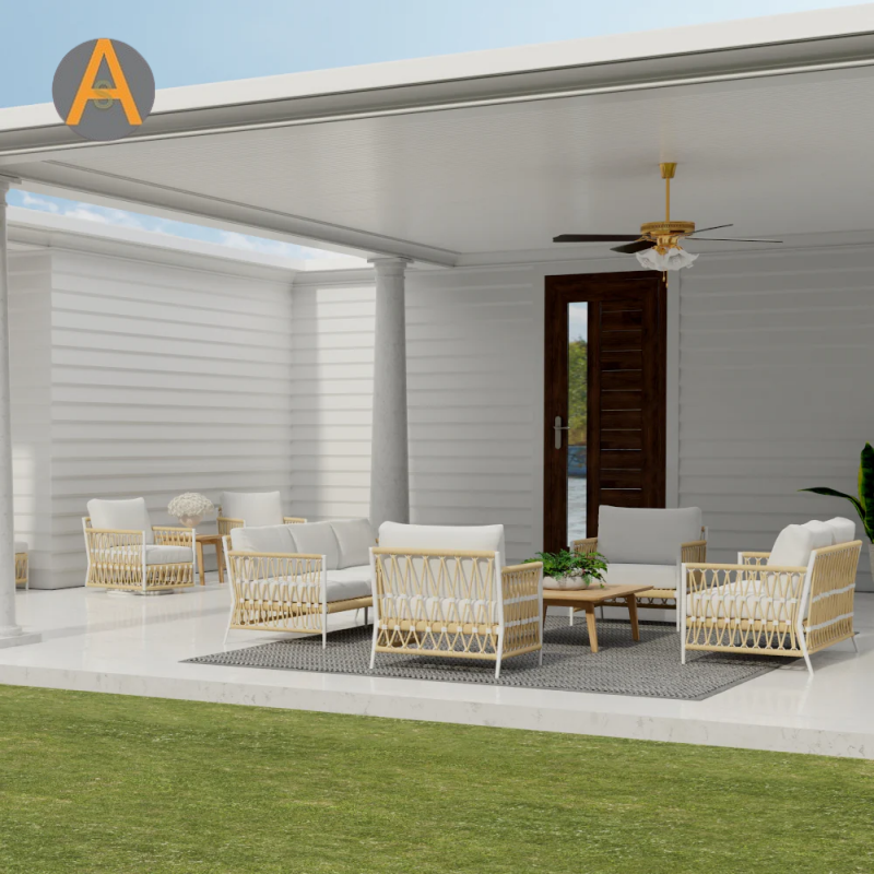 Modern Boho Outdoor Lounge Chair with All-Weather Rope Weaving And Cushions