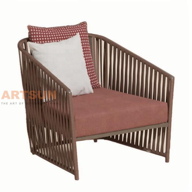 Outdoor Woven Synthetic Rope Sofa Chair for Modern Patio Balcony