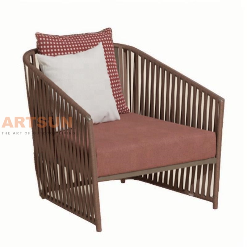 Outdoor Woven Synthetic Rope Sofa Chair for Modern Patio Balcony