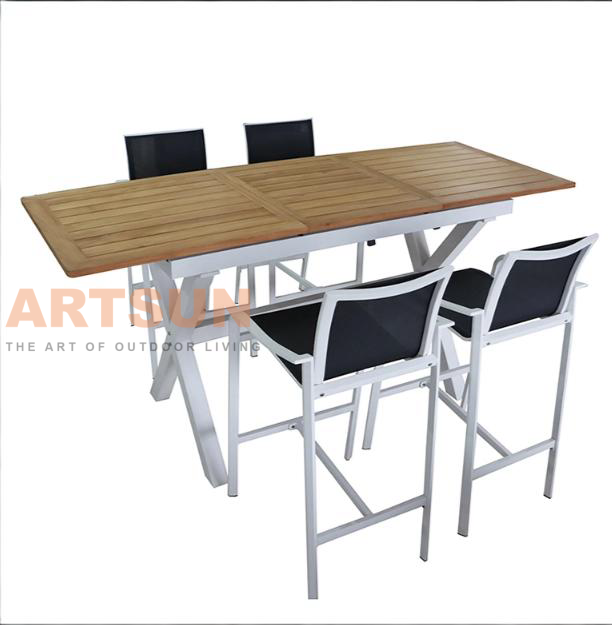 High Bar Extendable Table Set with Waterproof Teslin Fabric Backrest
