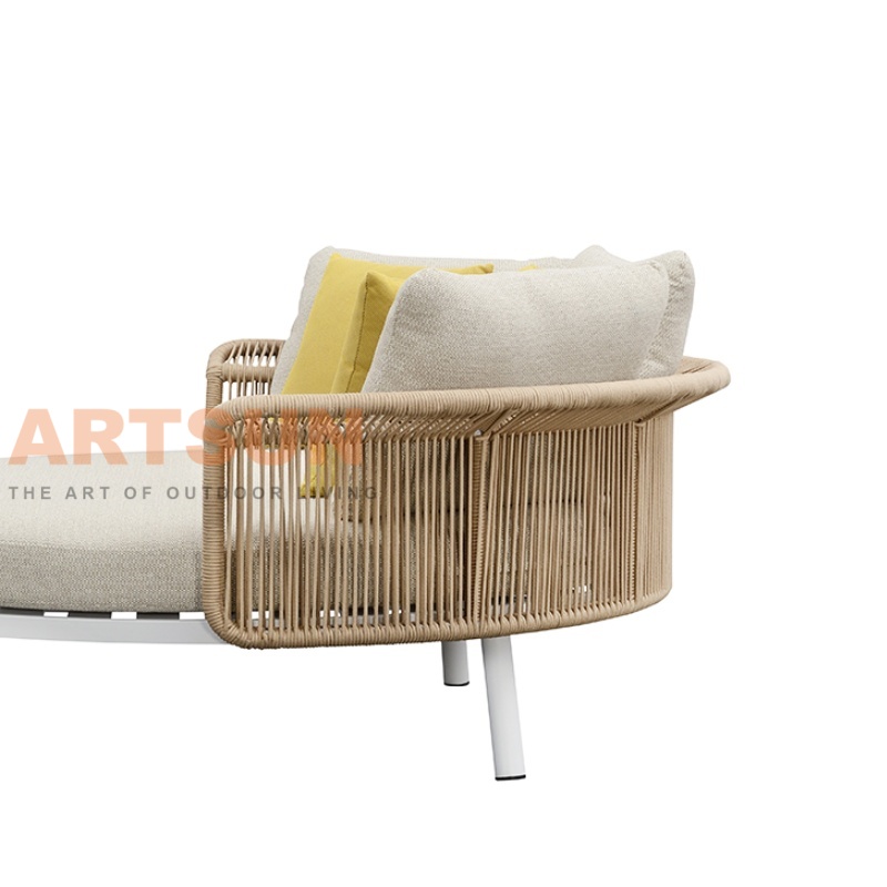 Luxury Round Outdoor Daybed with Handwoven Rope and Soft Cushions
