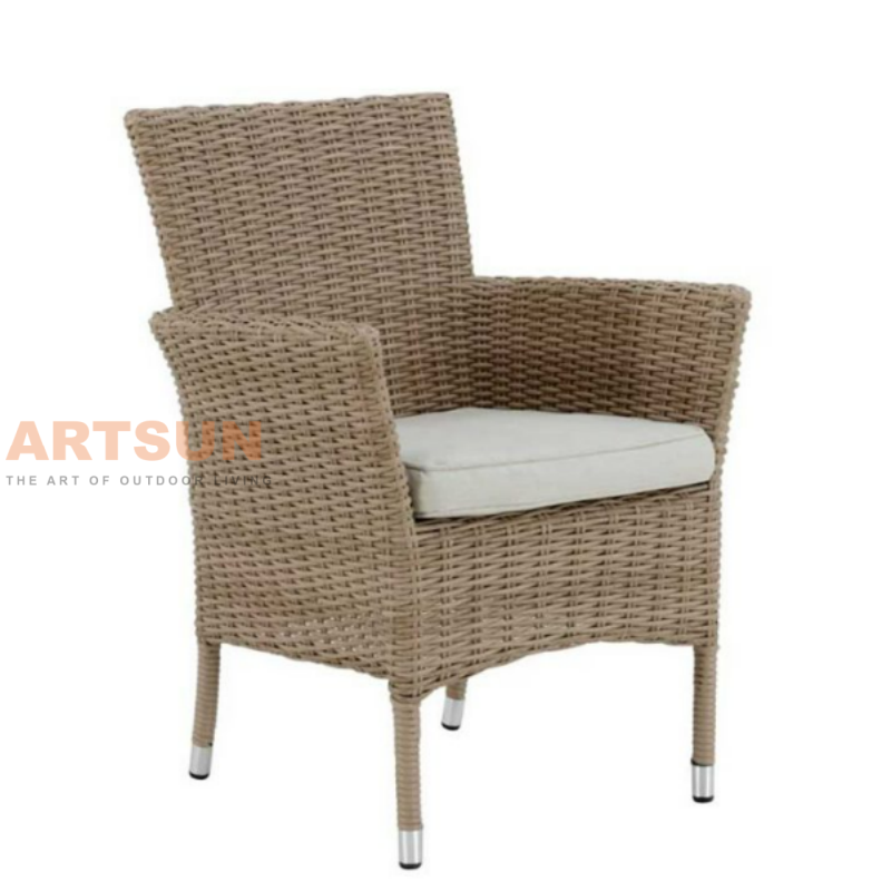Durable Wicker Armchair with Cushion for Hotel and Resort Projects