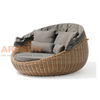 Round Rattan Daybed with Stretchable Canopy