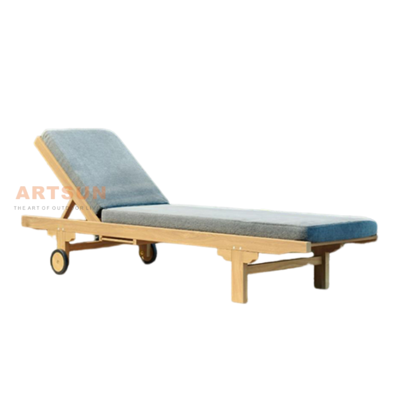 Premium Grade Teak Wood Reclining Sun Lounger for Spa