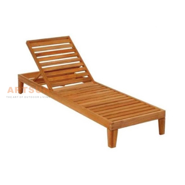Solid Teak Sun Lounger with Adjustable Backrest for Outdoor Use