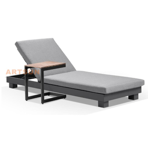 European Style Aluminum Outdoor Sun Bed Sun Lounger with Side Table
