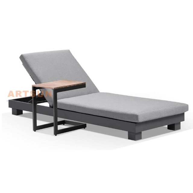 European Style Aluminum Outdoor Sun Bed Sun Lounger with Side Table