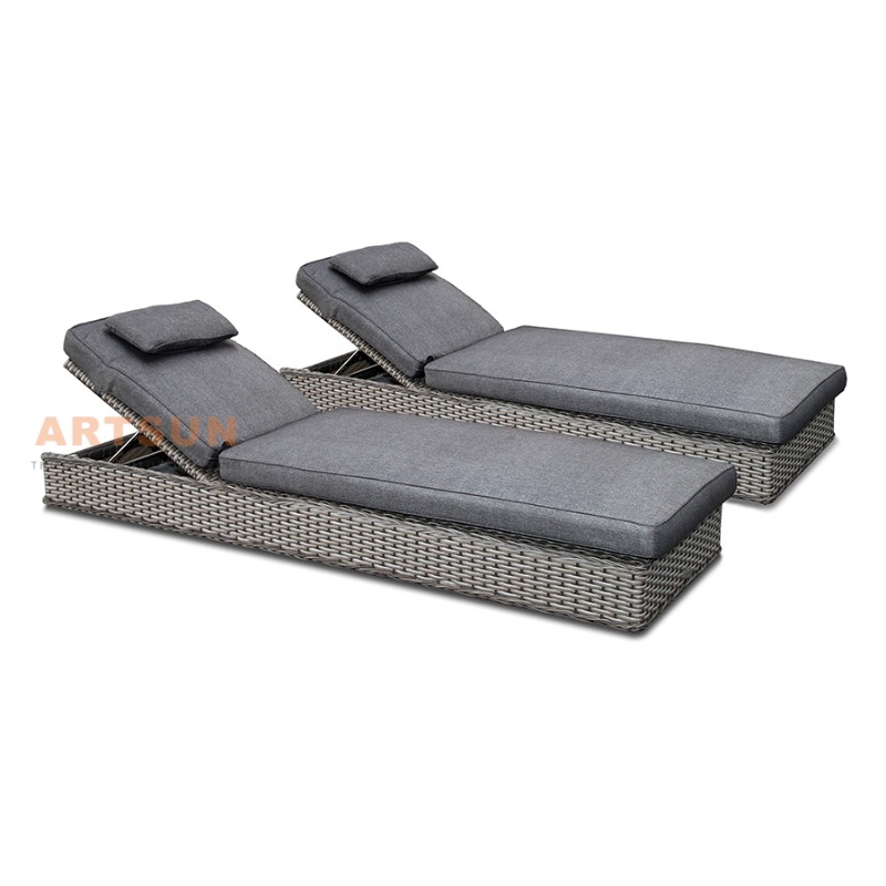  Reclining Synthetic Rattan Sun Lounger for Hotel Villa