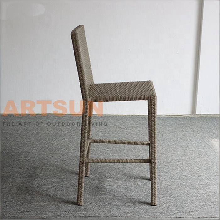 Outdoor Rope Counter Stool Elegant Aluminum Frame Bar Chair for Balcony and Terrace