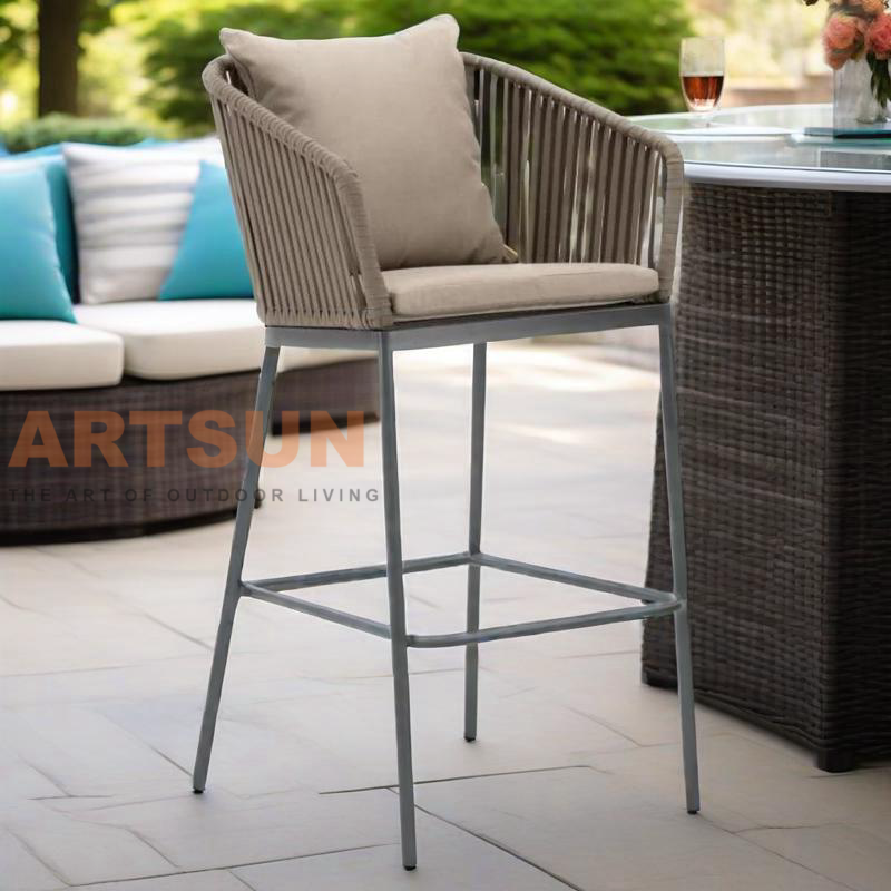 Durable Outdoor Rope Counter Chair with Weather-Resistant Frame