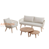 Woven Rope Outdoor Patio Sofa Set with Teak Wood Table