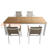 Outdoor Aluminum Dining Set with Teak Tabletop