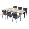 Modern Outdoor Dining Set with Teak Tabletop & Rope